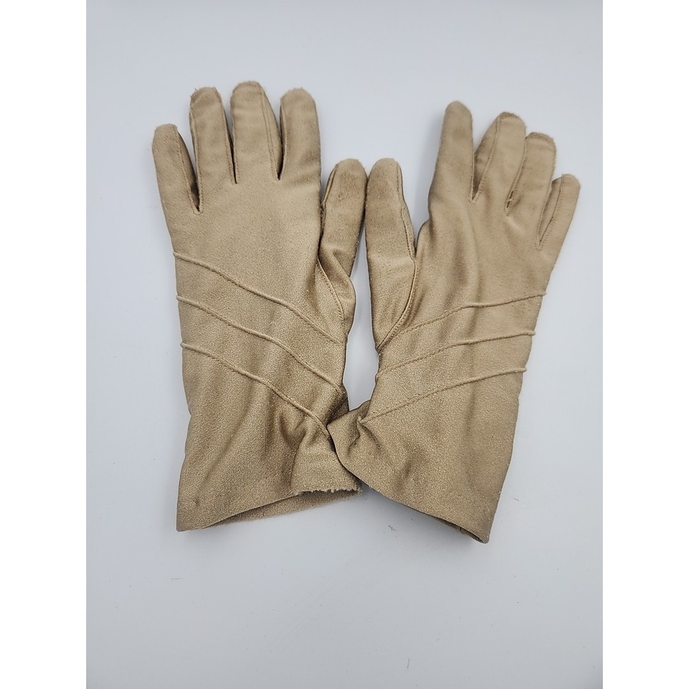 Vintage - Women's - Goldish Tan/Brown Driving Gloves - One Size - Nylon/Spandex